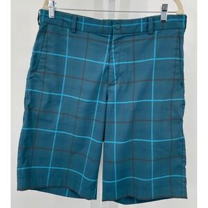 Nike Golf Teal Blue Plaid Men's Shorts Stretch Athletic size‎ 34 - EUC